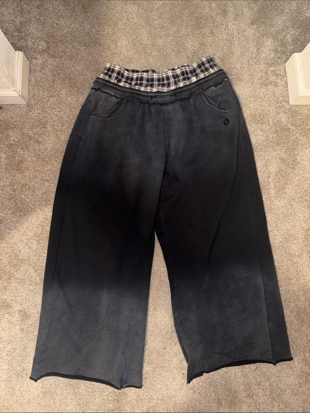 Aelfric Eden Black Double Waist Wide-Leg Sweats